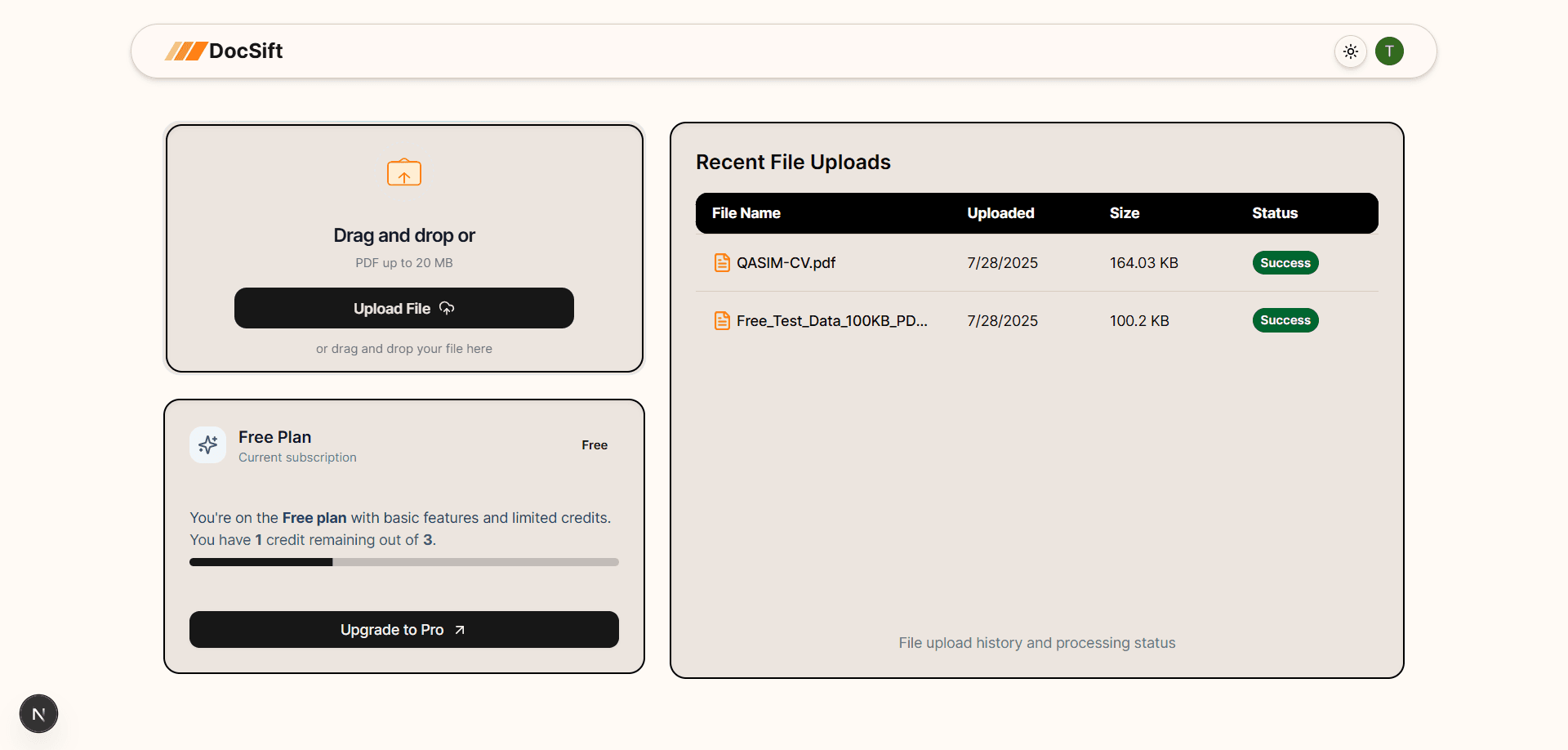 DocSift Summary Preview